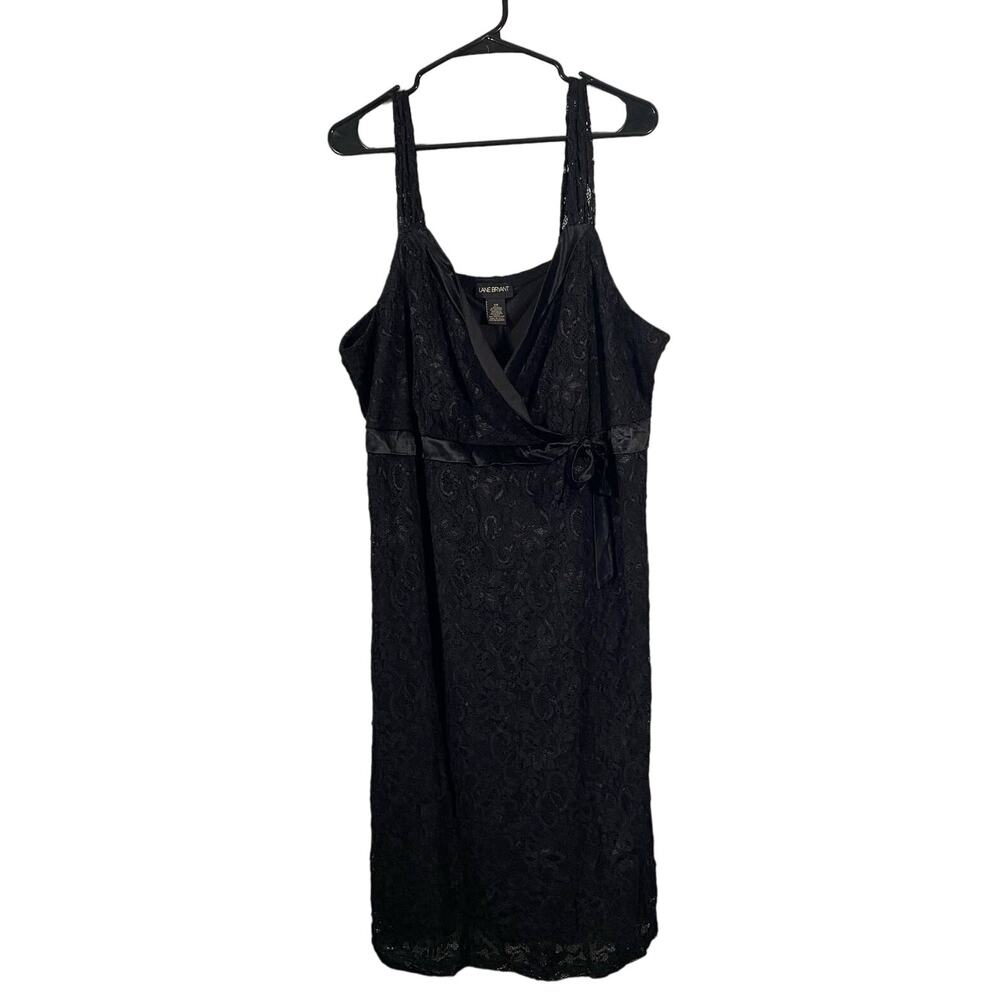 Lane Bryant Womens Plus 24 3XL Little Black Dress Tank Lace Tie Floral Nigh Out